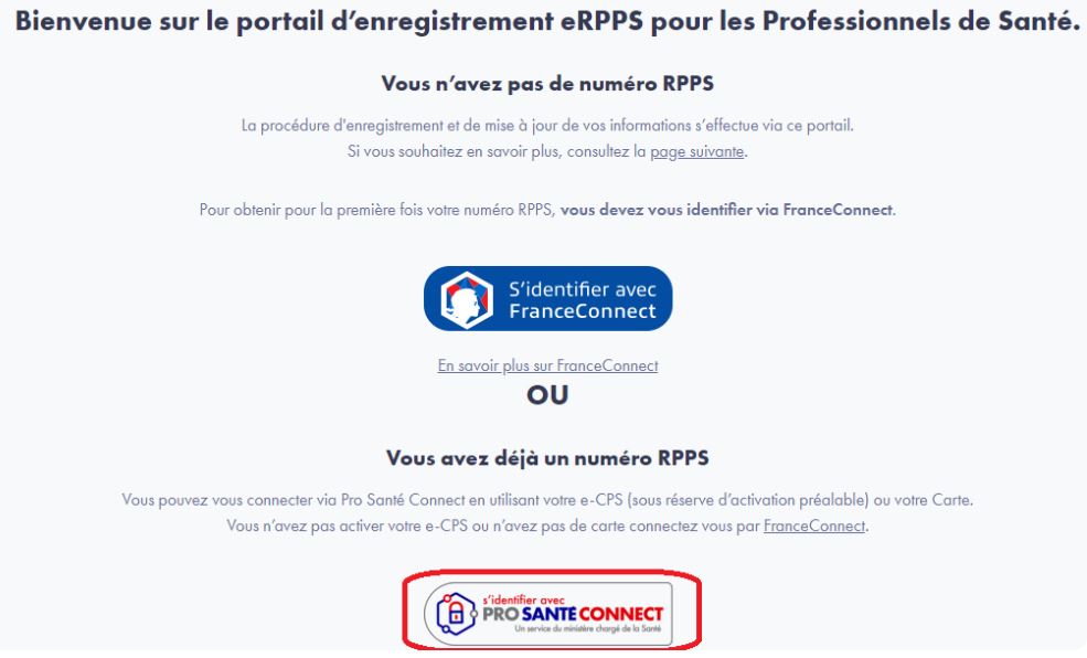 connexion pro santé connect pou récupérer attestation rpps